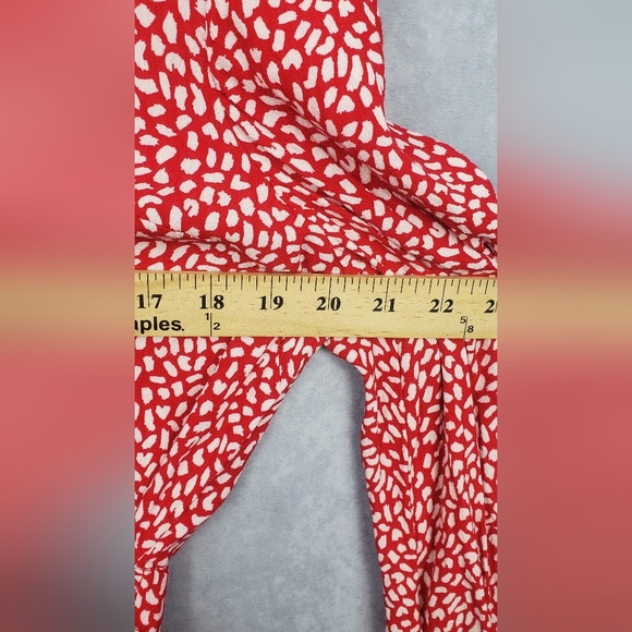Talbots Women Size XLP Wrap Blouse with Side‎ Tie Red/White Leopard Print - Picture 7 of 9
